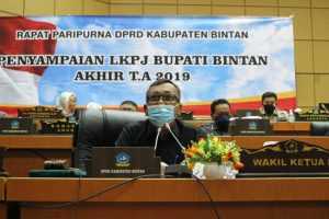 Wakil Ketua I DPRD Bintan Pimpin Sidang Paripurna LKPj Via Video Conference