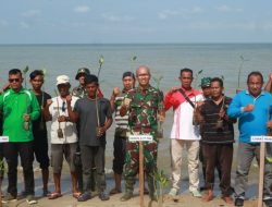 Jaga Kelestarian Alam, TNI AD di Karimun Tanam Mangrove