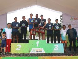 Personel Lanud RHF Sabet 2 Podium Juara Kategori Olympic Team Relay Bintan Triathlon 2024