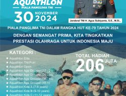 Korem 033/WP akan Gelar Event Aquathlon Piala Panglima TNI Berhadiah Total Rp 206 Juta