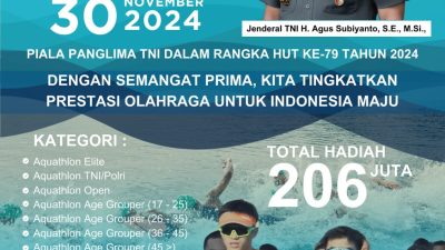 Korem 033/WP akan Gelar Event Aquathlon Piala Panglima TNI Berhadiah Total Rp 206 Juta