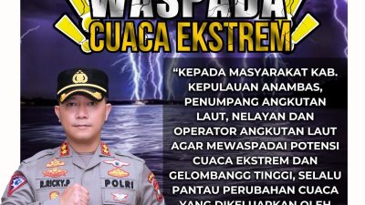 Peringatan Dini Angin Kencang dan Gelombang Tinggi dari BMKG, Kapolres Anambas Imbau Warga Agar Waspada