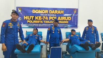 Sambut HUT ke-74, Personel Sat Polairud Polresta Tanjungpinang Gelar Donor Darah