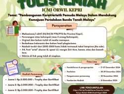 ICMI Orwil Kepri Akan Menggelar Malam Apresiasi Sempena Lomba Karya Tulis Ilmiah