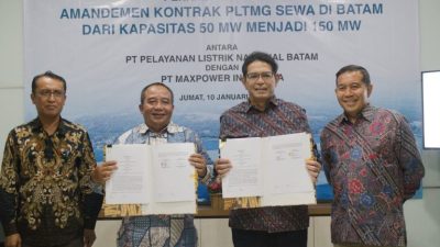 Bekerja Sama dengan Maxpower, PLN Batam Tambah Kapasitas Pembangkit Jadi 150 MW