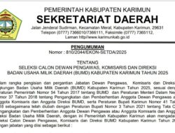 Dibuka Seleksi Calon Dewan Pengawas, Komisaris dan Direksi BUMD Karimun, ini Persyaratannya