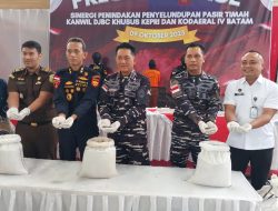 BC Kepri dan Kodaeral IV Batam Gagalkan Penyelundupan 25,9 Ton Pasir Timah Senilai Rp 5,2 Miliar