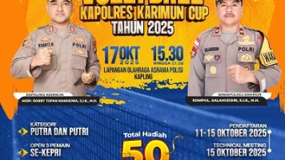 Ayo Ikuti Open Tournament Volleyball Kapolres Karimun Cup 2025 Berhadiah Rp 50 Juta