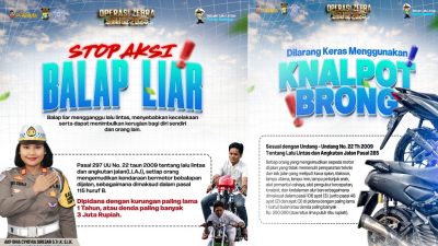 Pelaku Balap Liar dan Pakai Knalpot Brong Bisa Dipidana