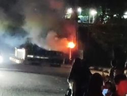 Respon Cepat Sat Samapta Polres Karimun Pengamanan TKP Kebakaran Trafo Listrik