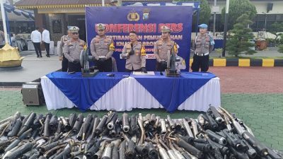 392 Knalpot Brong Hasil Sitaan Tahun 2025 Dimusnahkan oleh Polresta Tanjungpinang