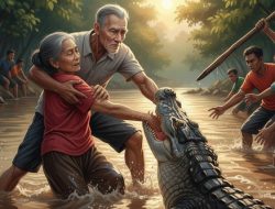 Demi Selamatkan Istri, Seorang Kakek di Inhil Nekat Tendang Buaya Sepanjang 3 Meter