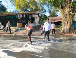 Respon Cepat BPBD Tanjungpinang Cegah Korban Tambahan Akibat Tumpahan Oli di Jalan Protokol